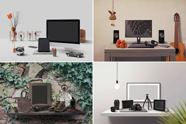 15款办公桌面场景正视图样机 15 Frontview Mockups插图(3)