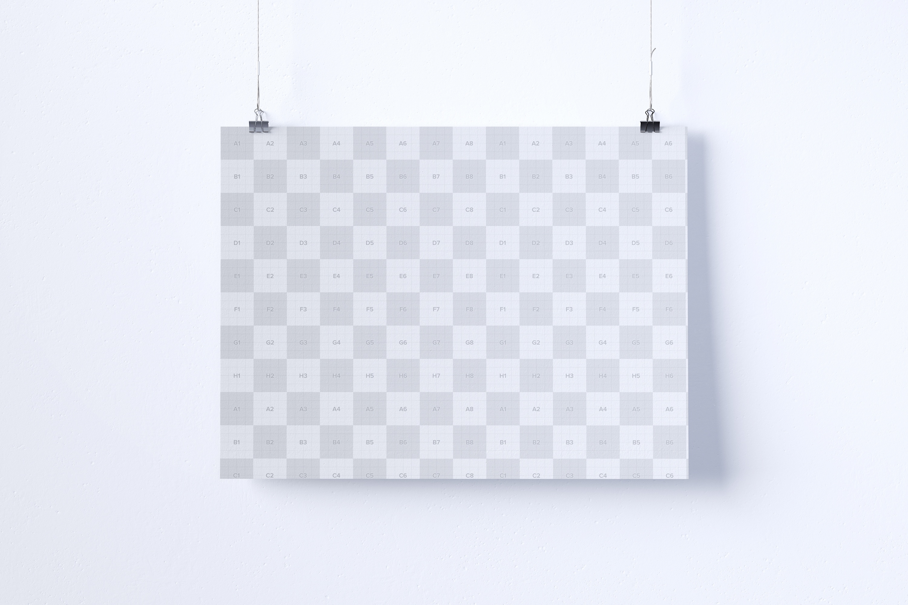 海报设计悬挂效果预览样机模板 3:2 landscape hanging poster mockup插图