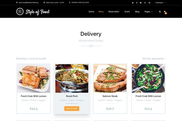 西餐厅&咖啡店品牌网站PSD设计模板 Style of Food – Restaurant & Cafe PSD Template插图(6)