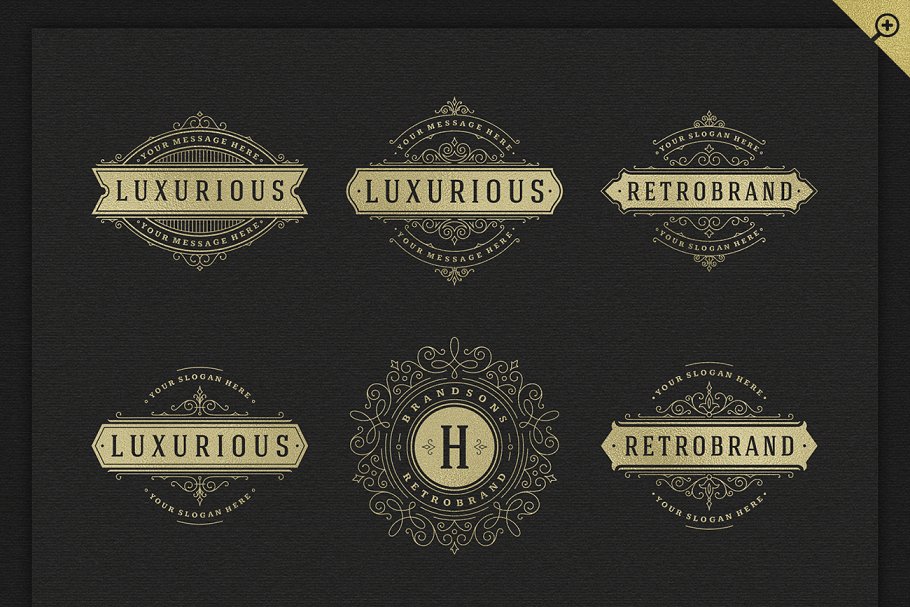 500个复古装饰风格Logo和徽章模板 500 ornaments logos & monograms插图(29)