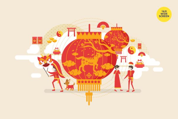 中国新年矢量概念插画素材 Chinese New Year Vector Illustration Concept