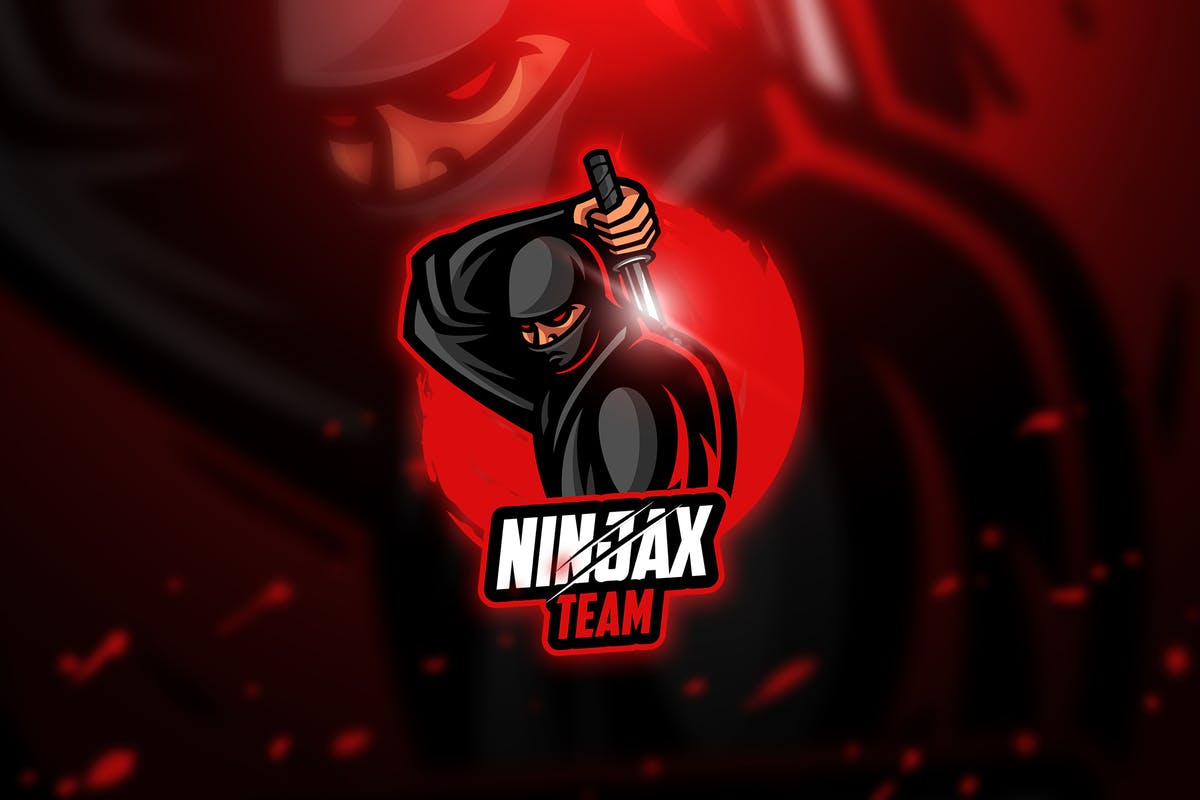 带剑蒙面忍者武士电子竞技战队Logo模板 Ninja 3 – Mascot & Esport Logo插图