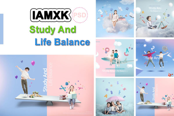 儿童学习与生活主题海报模板套装[PSD]