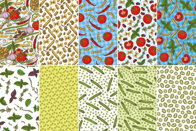 美味食物手绘图案无缝纹理合集 Food Seamless Patterns Collection插图(5)