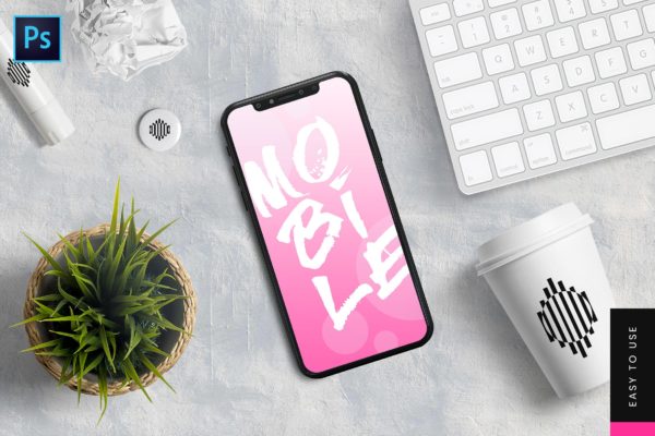 刘海屏智能手机屏幕预览效果图素材库精选样机 Mobile Mockup