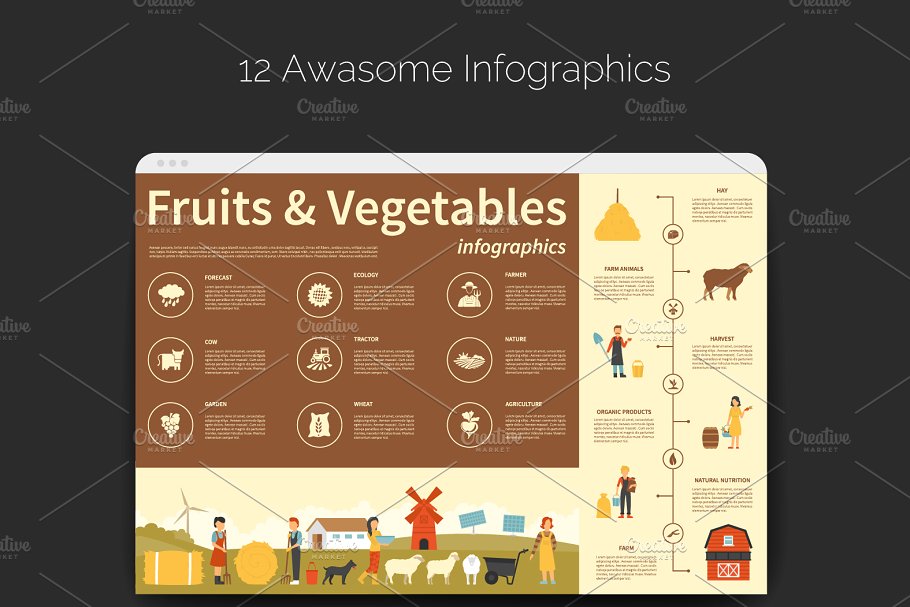 农业主题农场场景插画合集 Agriculture Flat Collection插图(2)