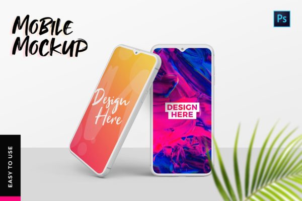 水滴屏手机UI设计展示效果图素材库精选样机 Mobile Mockup