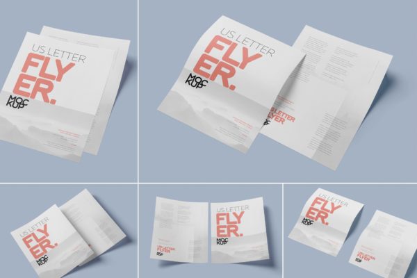 美国信纸设计规格企业传单设计效果图样机 US Letter Flyer Mock-Up