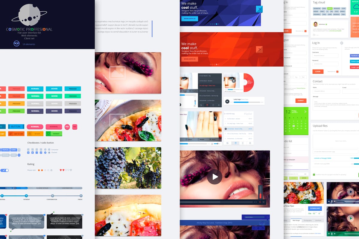 简洁现代扁平风格页面设计元素 Cosmotic Flat UI Kit Elements插图
