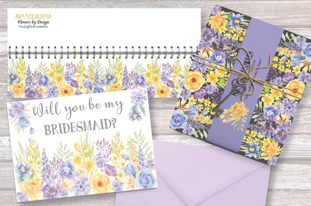 夏天花卉水彩手绘装饰框&设计元素PNG素材 Summer Flowers: Border and Elements in Watercolor插图(4)