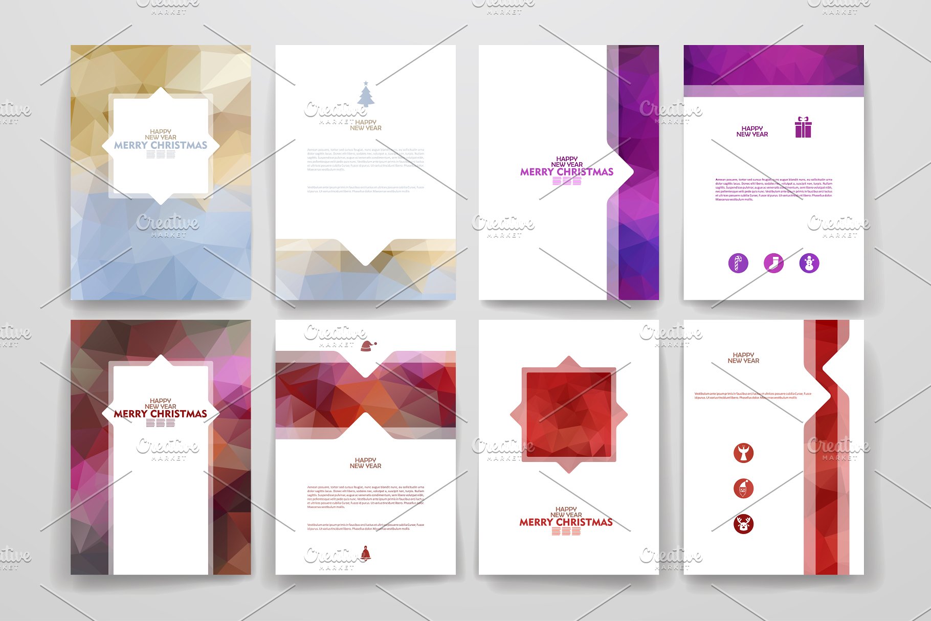 9款圣诞节主题小册子模板 Set of 9 Christmas brochures插图