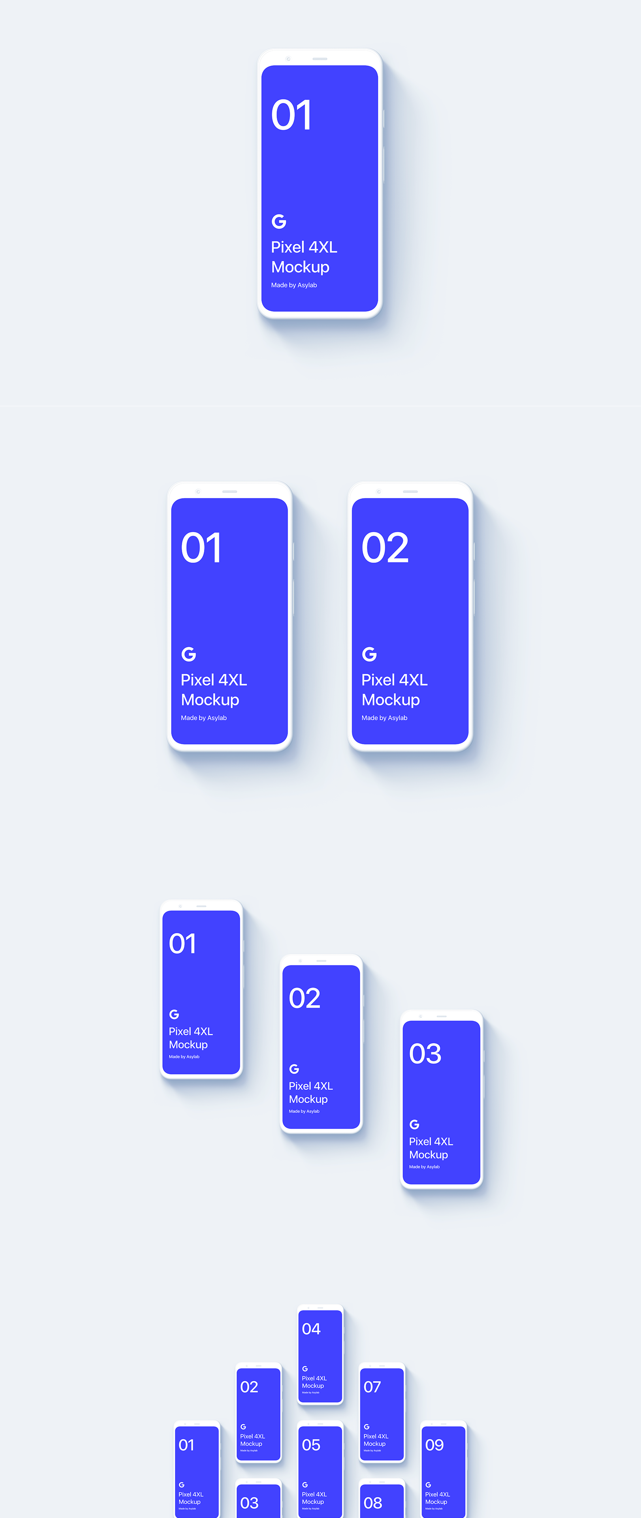 素材库下午茶：Google Pixel 4手机效果图黏土素材库精选样机模板插图(2)