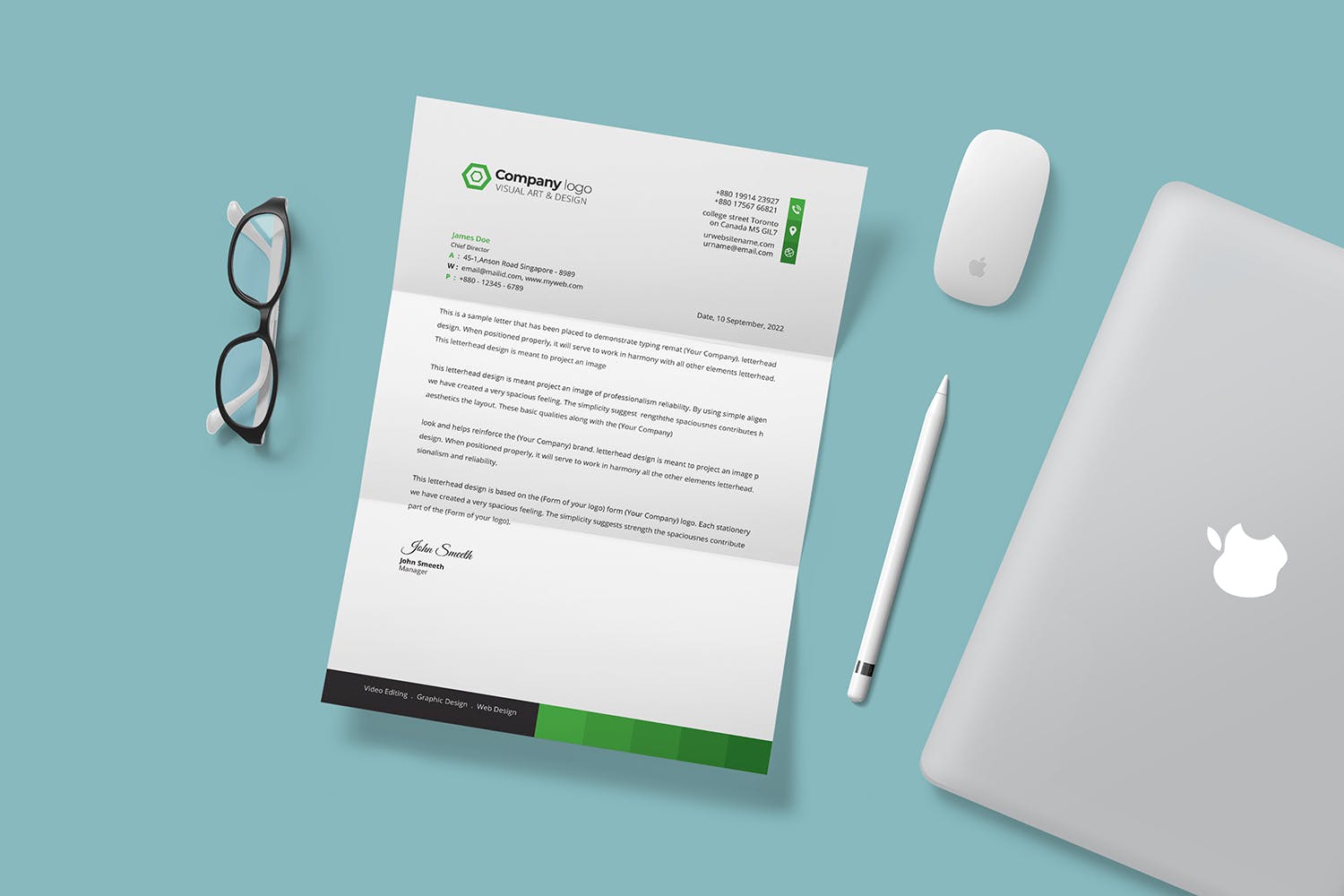 企业定制信纸信笺版式设计模板 Letterhead插图(1)