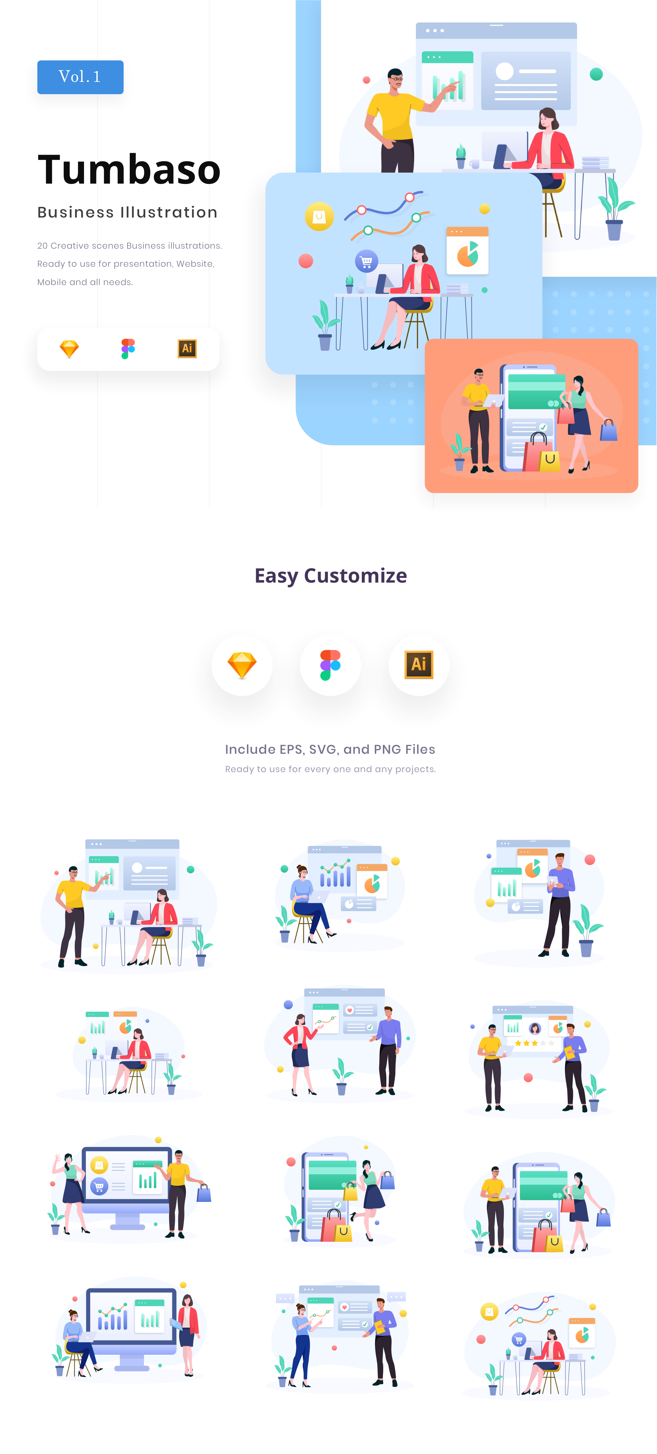 素材库下午茶：20个创意场景商业插画网站设计素材插图