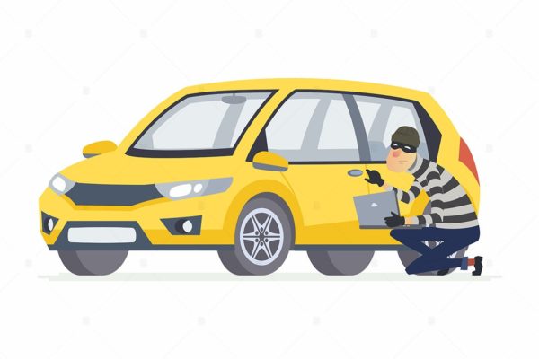 偷车贼卡通人物矢量插画素材库精选素材 Car thief – cartoon people character illustration