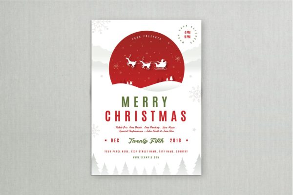 简约风格圣诞节庆祝活动海报传单模板 Christmas Party Flyer