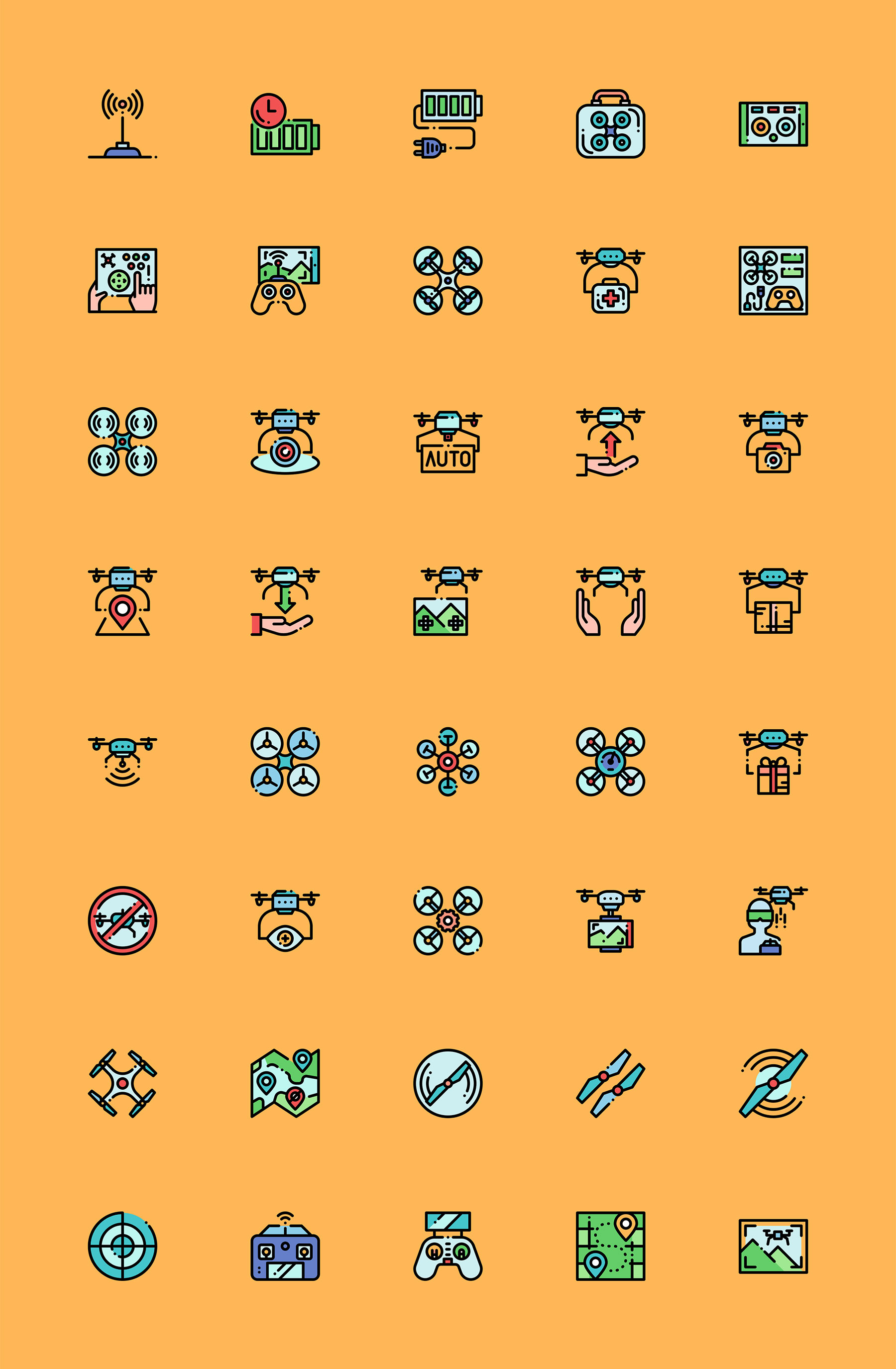 40 枚无人机元素图标