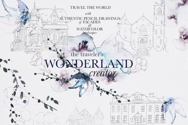 地点及景观手绘水彩插图 Venue &amp; Landscape Illustrations