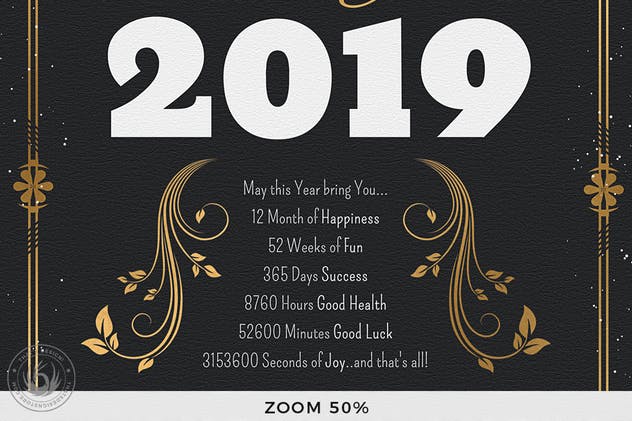 高级餐厅豪华金边框新年聚餐菜单PSD模板V1 New Year Menu Template V1插图(8)