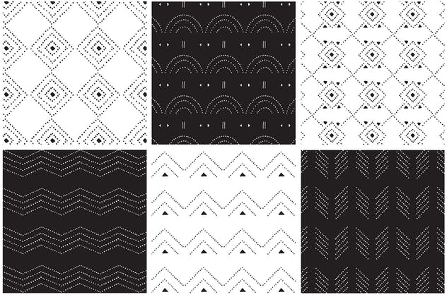 规则对称虚线矢量图案素材 Dotted Vector Patterns & Tiles插图(6)