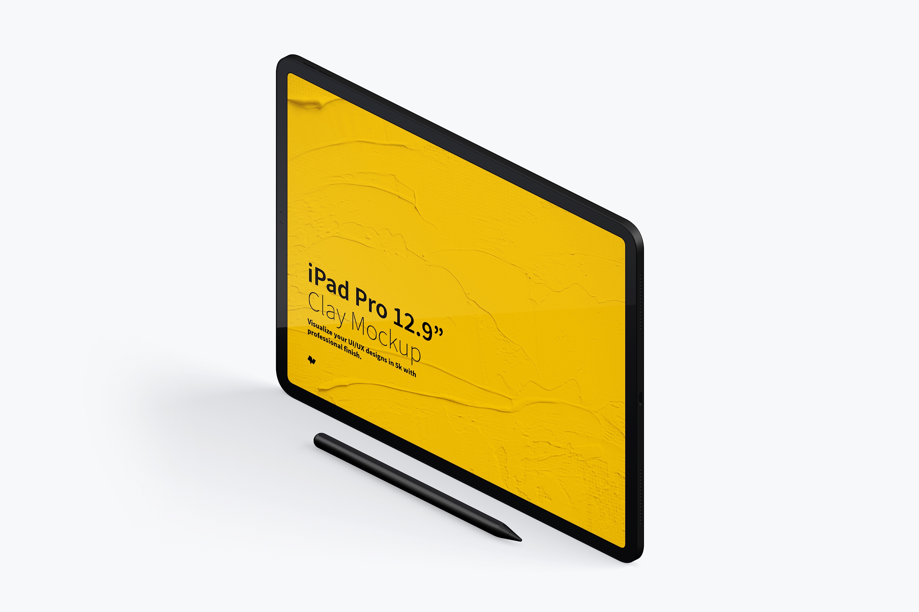 iPad Pro黏土陶瓷材质平板电脑屏幕演示左视图样机03 Clay iPad Pro 12.9 Mockup, Isometric Left View 03插图(3)