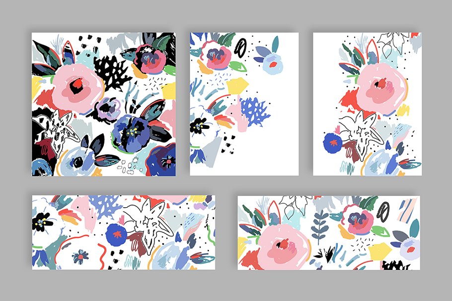 手绘花卉剪贴画 FlorART creative collection插图(1)