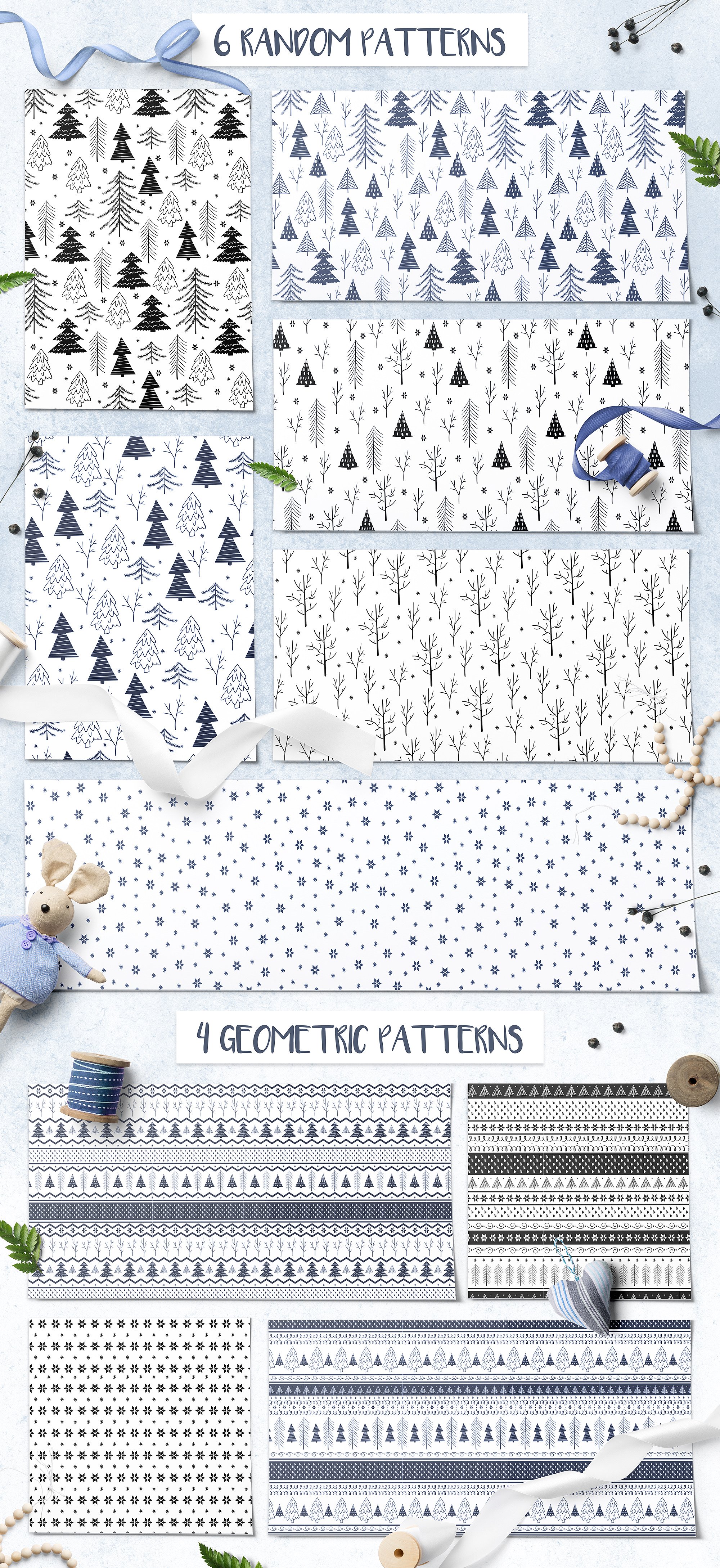 优雅的冬季新年圣诞节森林物语系列矢量手绘元素大集合插图(1)