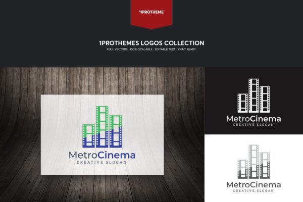 电影公司/影院品牌Logo设计素材库精选模板 Metro Cinema Logo Template