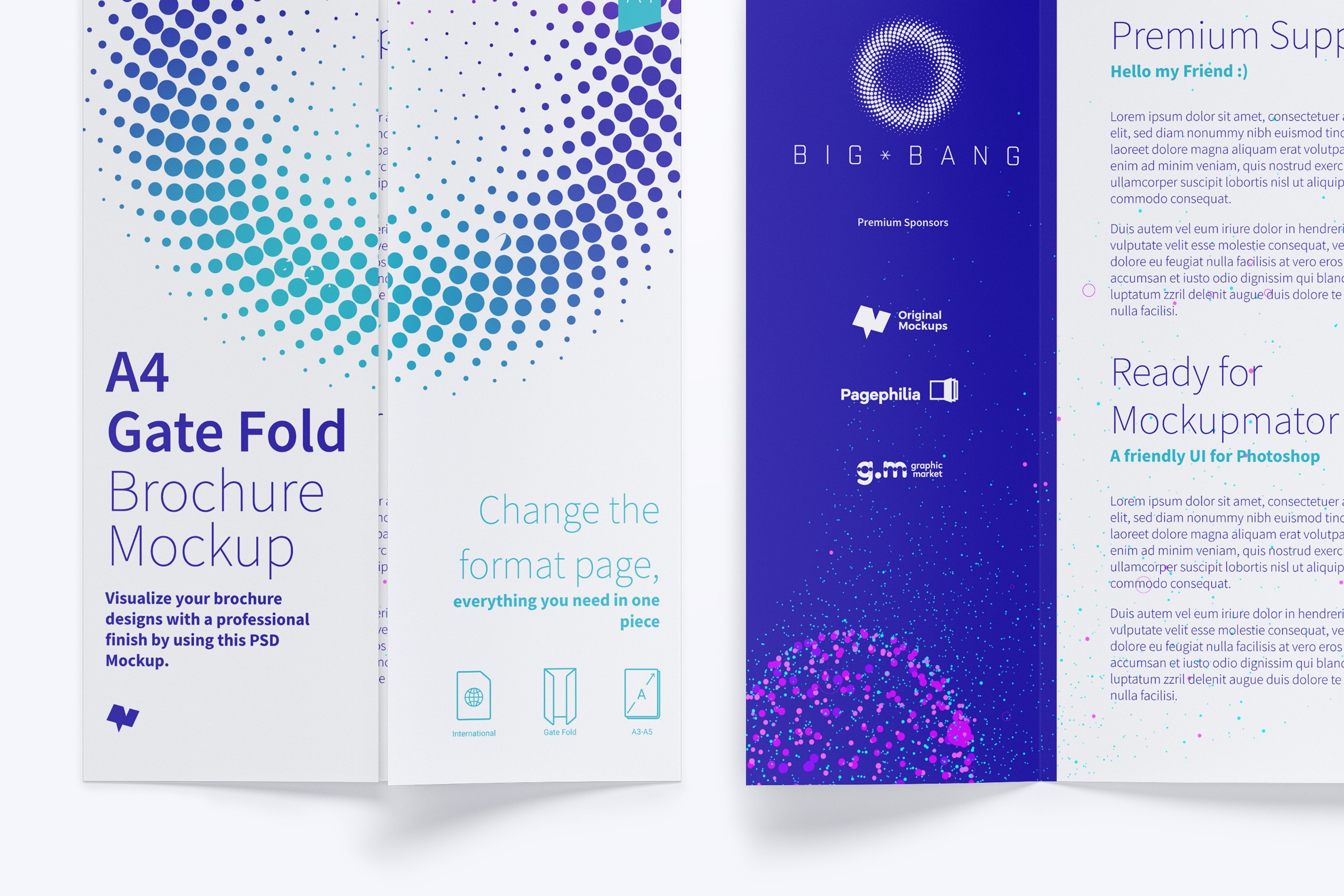 对折门折页风格A4尺寸传单样机模板05 A4 Gate Fold Brochure Mockup 05插图(3)