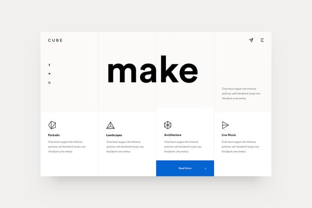 创意摄影服务网站着陆页PSD模板 Cube — Photography Landing Page插图(1)