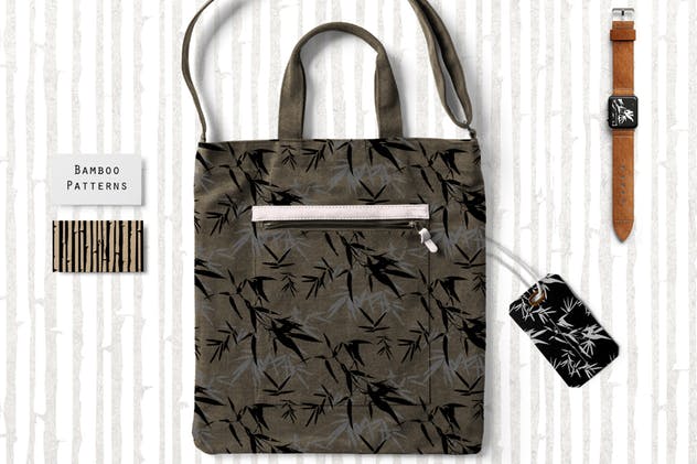 中国水墨风竹子无缝矢量图案 Bamboo Seamless Vector Patterns插图(2)