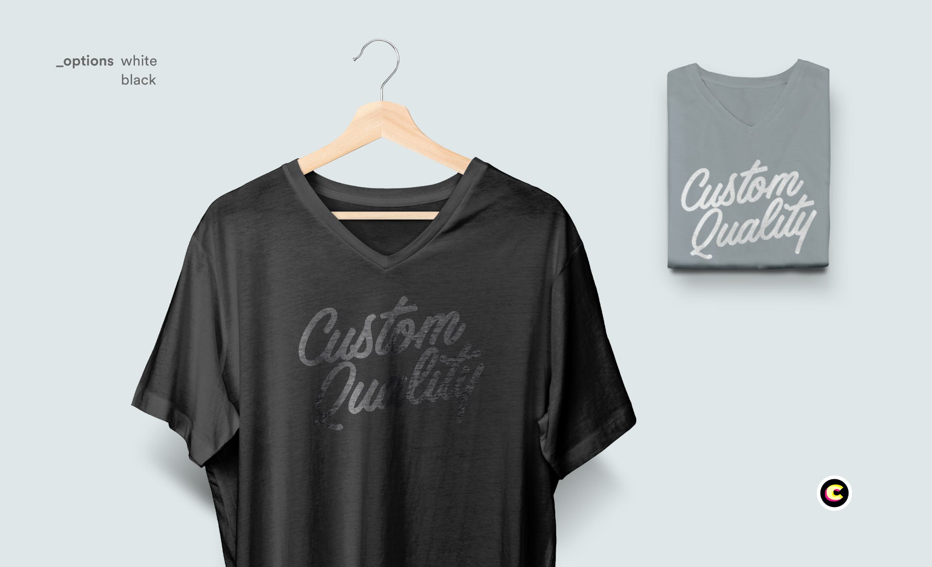 经典V领T恤作品设计展示样机素材库精选模板 V-Neck T-Shirt Mock-up插图(2)