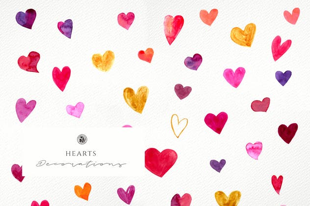 爱心主题水彩插画合集 Hearts – Watercolor Illustrations插图(3)