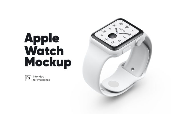 白色陶瓷材质Apple Watch智能手表素材库精选样机模板 Apple Watch White Ceramic Mockup