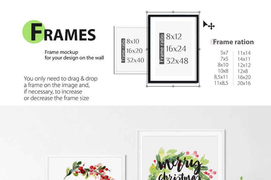 圣诞主题画框相框样机 Christmas Interiors Frame Mockup插图(15)