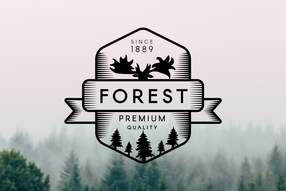 3款复古户外品牌徽章设计模板 3 Vintage Wild & Free Badges插图(1)