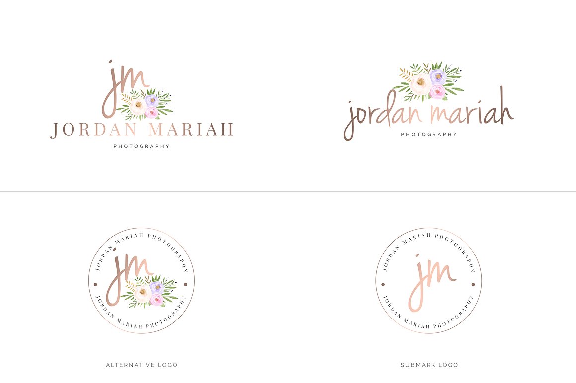 超级水彩风 Logo 设计素材包 Watercolor Premade Branding Logo Kit [模板、纹理&元素]插图(20)