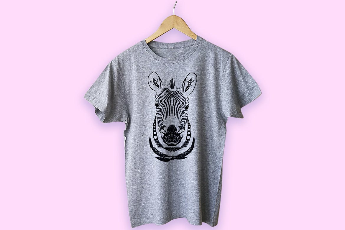 斑马-曼陀罗花手绘T恤印花图案设计矢量插画素材库精选素材 Zebra Mandala T-shirt Design Vector Illustration插图(4)