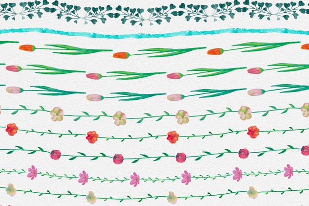 42款水彩花样图案AI笔刷 Watercolor & Black Pattern Brushes插图(3)