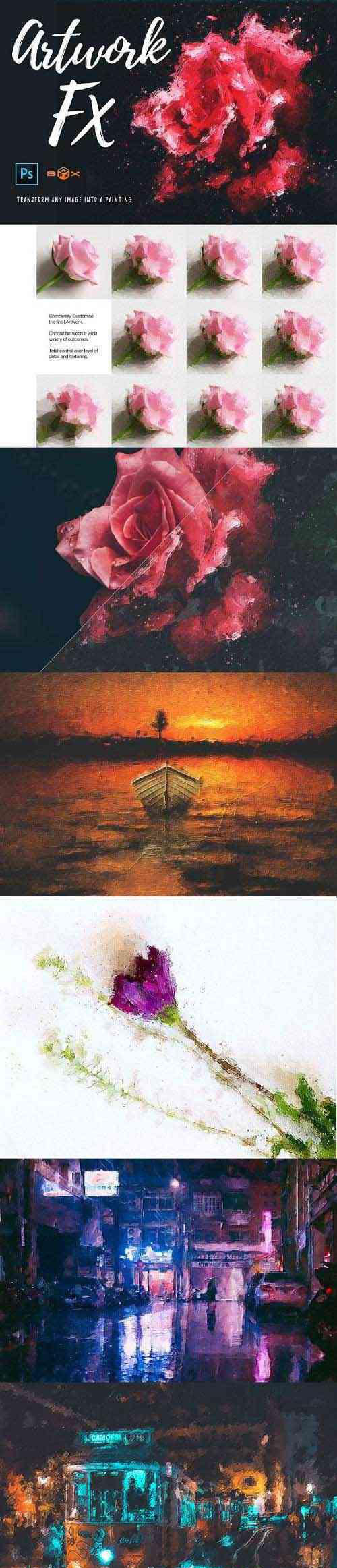 绽放的玫瑰动画艺术品FX Photoshop附加组件插图