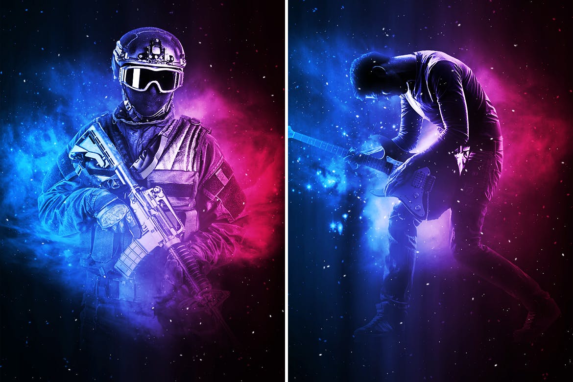 游戏主题人物海报星云效果PS动作 Nebula Photoshop Action插图(4)