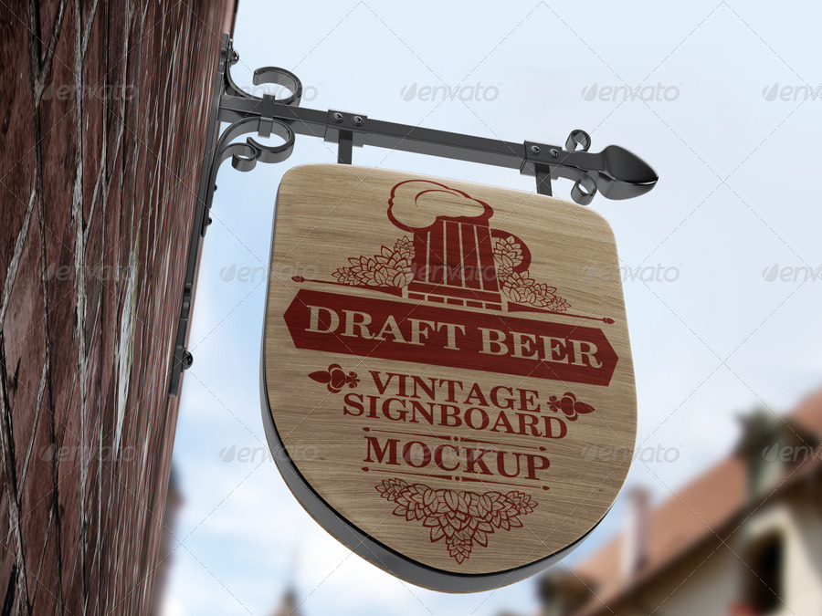 复古招牌盾牌样机 Vintage Signboard Shield Mock-Up插图(5)