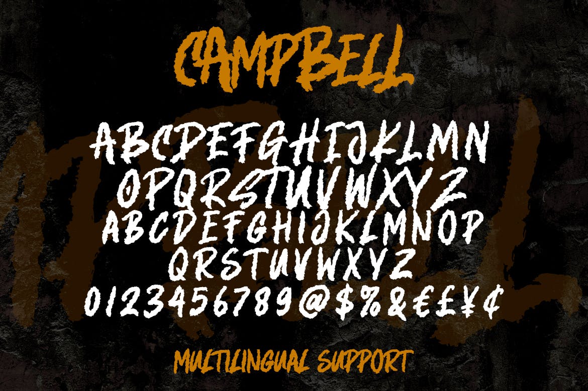 撕纸风格干笔刷英文艺术字体素材库精选 Campbell – Rough Brush Font插图(7)