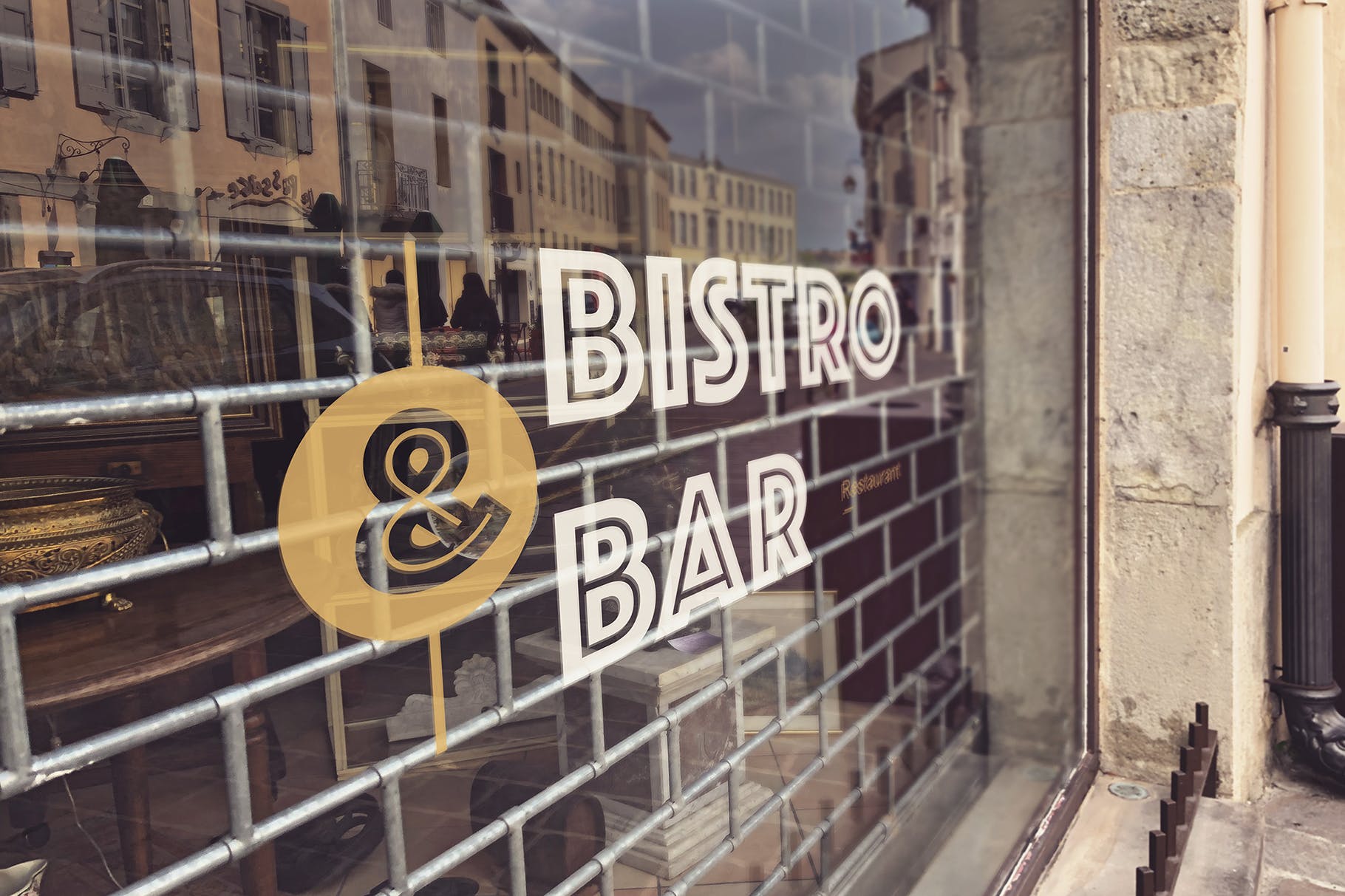 商店橱窗落地玻璃Logo贴纸设计效果图样机 Shop Window Logo Mockup插图(1)