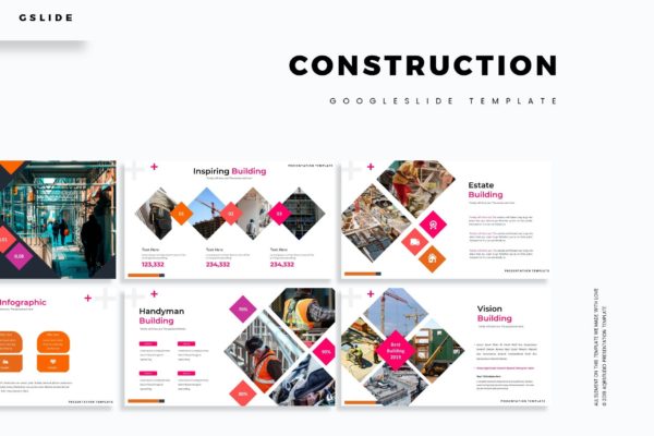 建筑设计/建筑策划谷歌幻灯片模板 Contruction – Google Slides Template
