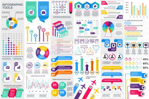 数据统计信息演示信息图表幻灯片设计素材 Presentation Infographic Elements Template