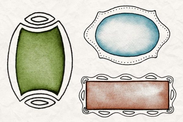 复古手绘装饰框架图形笔刷合集1 Hand Drawn Frames Brush Pack 1