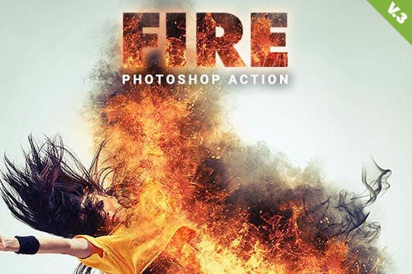 酷炫火焰着火特效的PS动作 Fire Photoshop Action V.3 [atn]