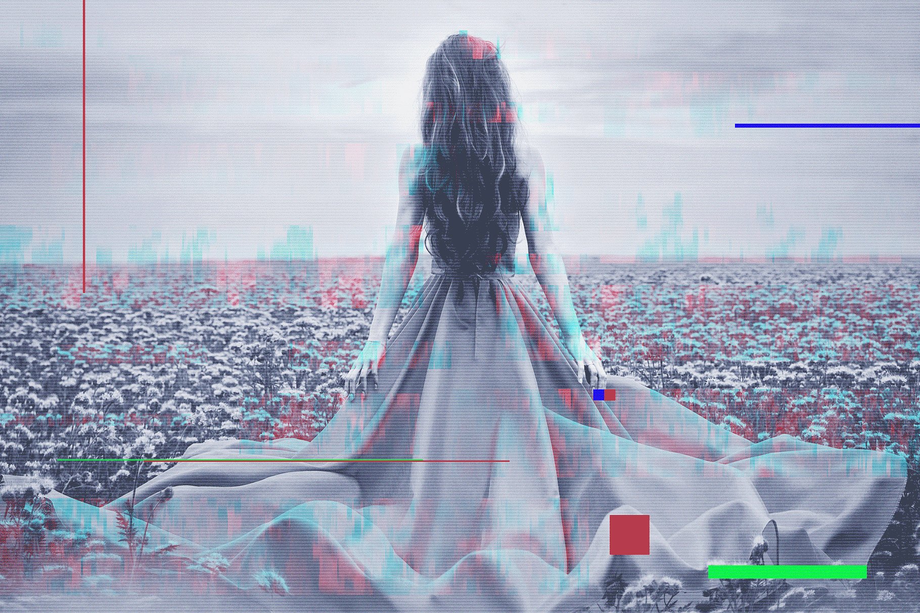 视频画面故障信号丢失视频界面效果PS动作 Gif Glitch Animated Photoshop Action插图(3)