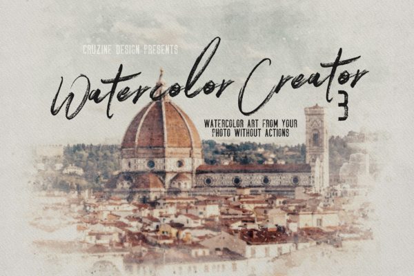 超级水彩画创作生成PS水彩效果PSD分层模板3 The Ultimate Watercolor Creator 3